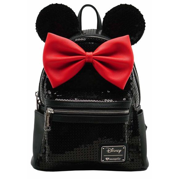 Disney Minnie Mouse Black Sequin Double Strap Shoulder Bag Purse :'D - Picture 1 of 3